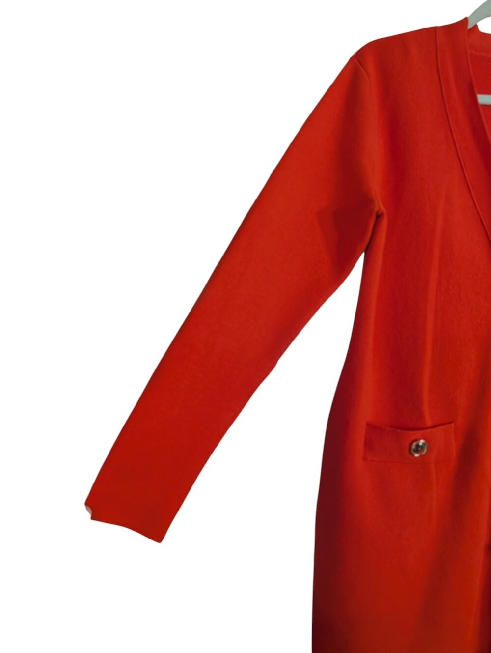Ann Taylor Longline Sweater Dress Cardigan NWT Red - Orange Button Front SzLarge - Picture 6 of 10